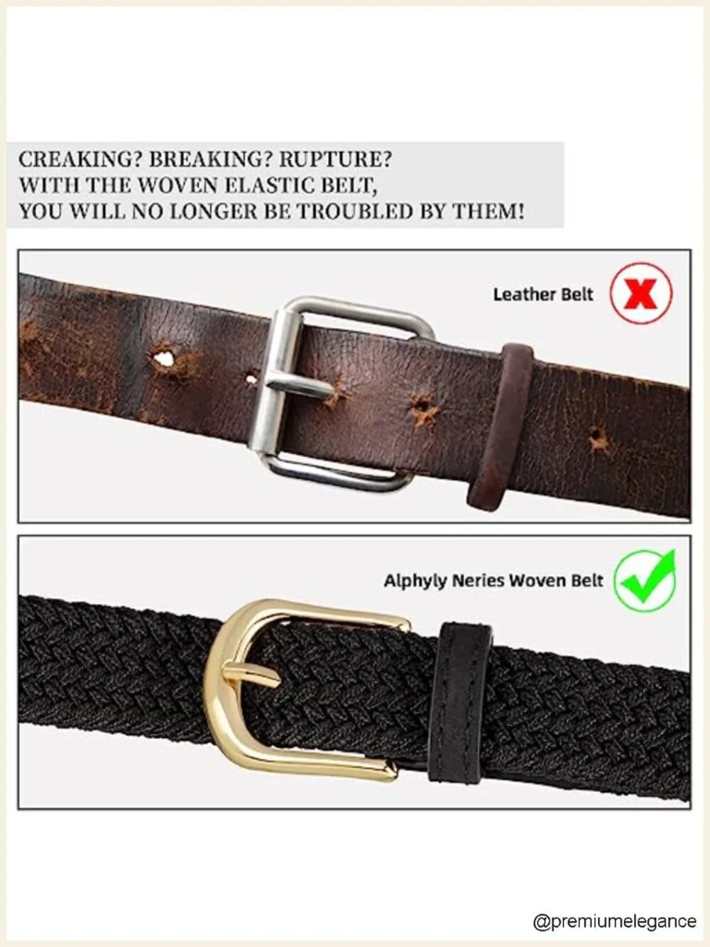 2 Pack Elastic Woven Stretch Belt for Women, Braided Belt